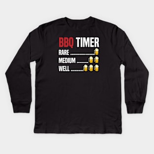 funny vintage barbeque bbq timer for bbq timing and beer drinking for bbq timing Kids Long Sleeve T-Shirt